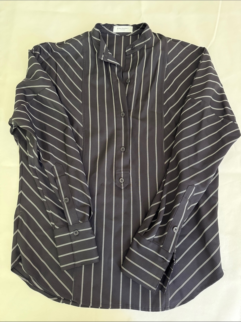 Equipment Black Pinstripe Women's Button-Up Blouse